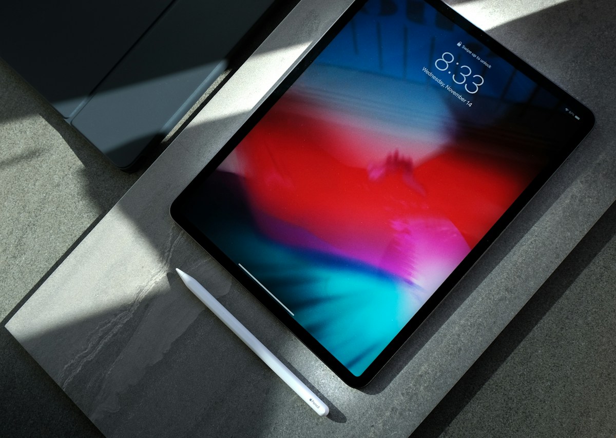 Tablet resting by a sunlit window